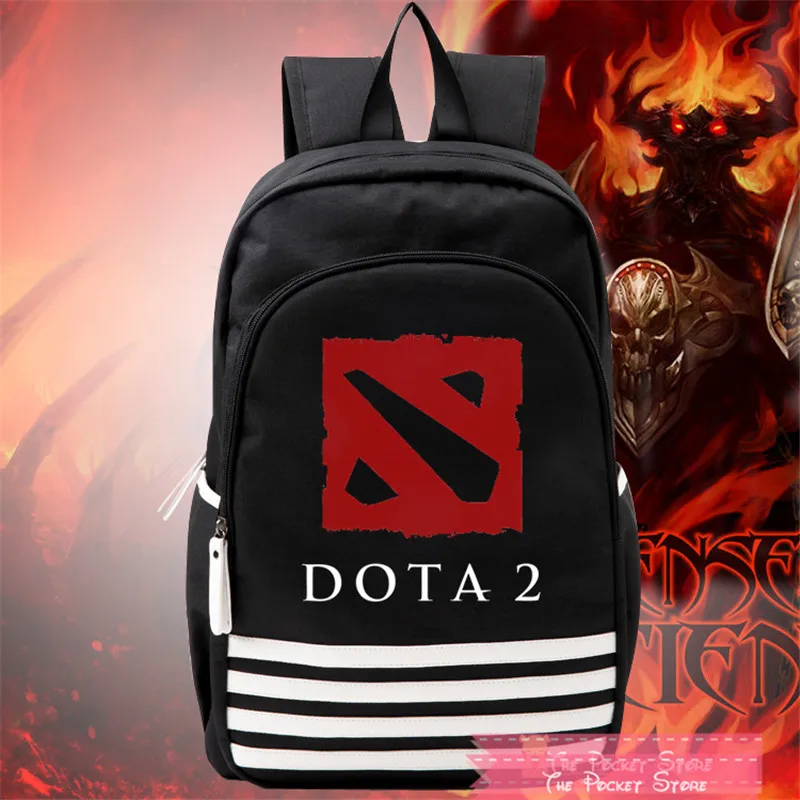 Game Dota 2 SF Nevermore Black Canvas Printing Leather Backpack Women Bags School Backpacks for Tee