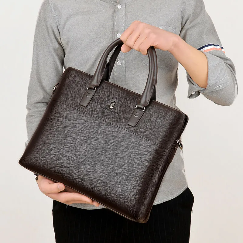 Мужские портфели из натуральной кожи, натуральная кожа, деловая вместительная сумка для ноутбука 14 дюймов, Черная мужская сумка на плечо