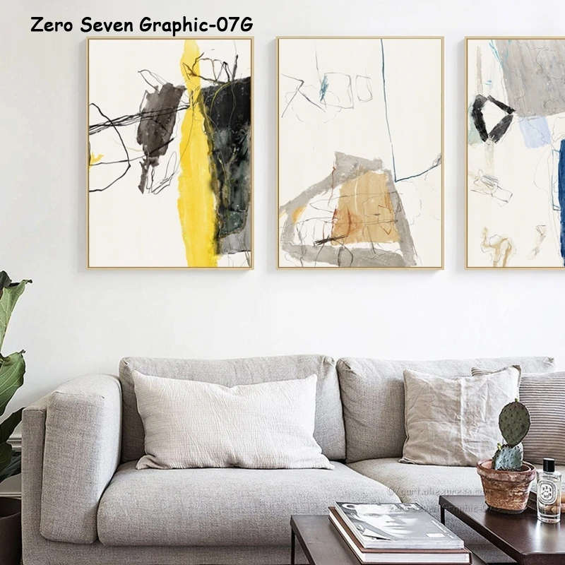 

07G Canvas Painting Abstract Ink Lines A5 A4 A3 A2 A1 Poster And Print Living Room Bedroom Wall Art Picture Home Decoration