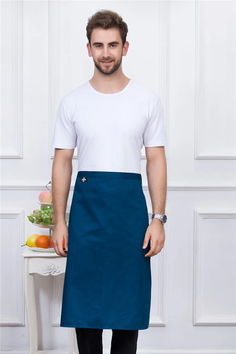 Для мужчин Для женщин лямки фартук шеф-повар Cozinha Ресторан Повседневная обувь дома Кухня форма повара кафе для официантов и официанток длинные фартуки - Цвет: blue1