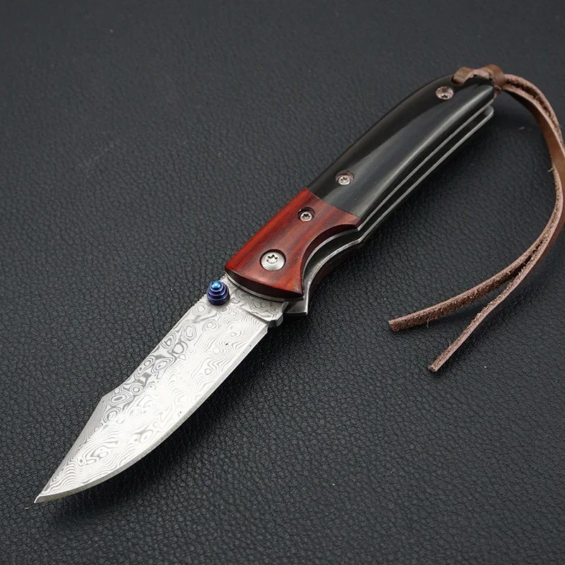 

Hunting knife Damascus Steel Blade handmade handle Survival folding knives camping tool pocket knives EDC tools