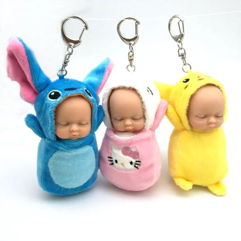 Cute Bear New Cartoon Pokemon Pikachu born Sleeping Baby Plush Doll Kawaii Key chain Pendant kids Toy gift for children | Украшения и