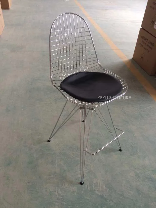 Минималистический современный дизайн Металлическая стальная заготовка для проволоки стула проволока высокий табурет, мебель гостиная счетчик табурет удобный барный стул-2 шт - Цвет: Black