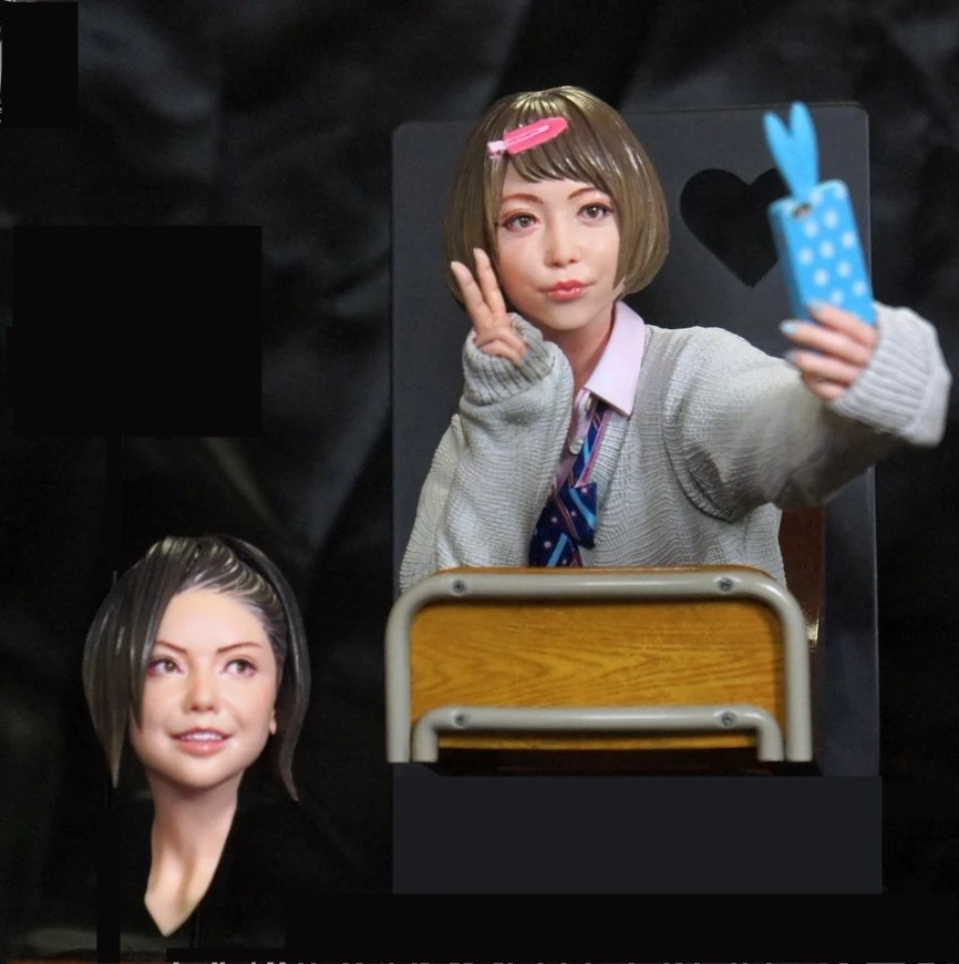 

Assembly Unpainted Scale 1/20 45mm student girl looks in the mirror 45mm Historical toy Resin Model Miniature Kit