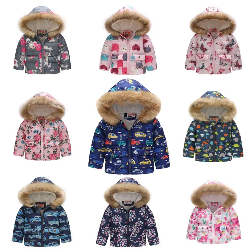 

Kids Jacket For Boys Girl Baby Winter Coat Cute Printing Girls Coats Warm Thickened Cotton Fleece Boys Outerwear Jacket Clothes