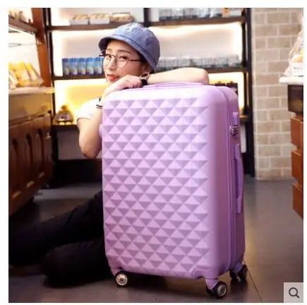Багаж чемодан на колесах Женская тележка чемодан 20 22 24 inch 26 дюймов чемодан интернат колеса Case - Цвет: Purple 26Inch