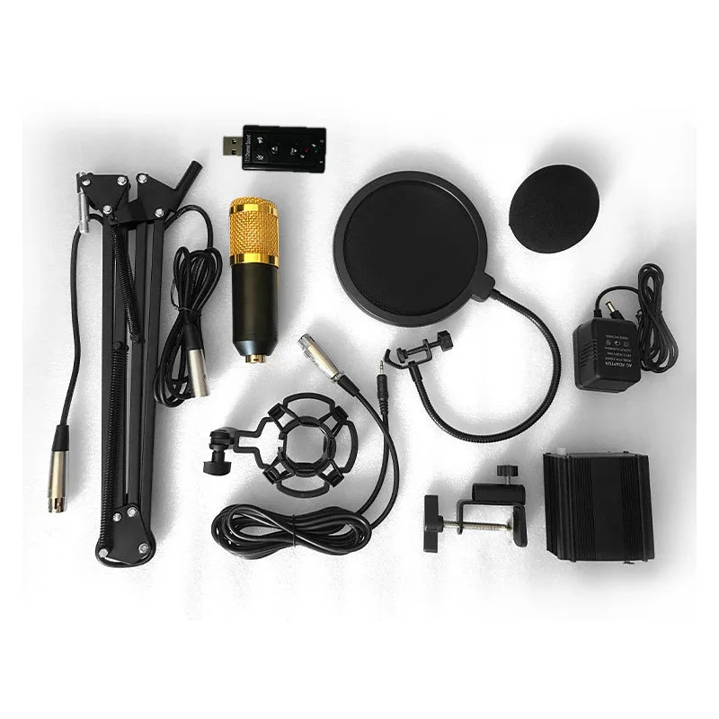 

ZEJAT BM800 Condenser Microphone Kits with Sound Card Karaoke Microphone Recording Computer Microphone Player
