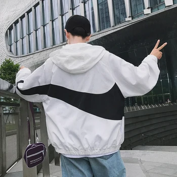 

Jacket Men Coat College Clothes Loose Hooded Streetwear Military Hip Hop Masculina Windbreaker S-5XL Jogging Quick-drying