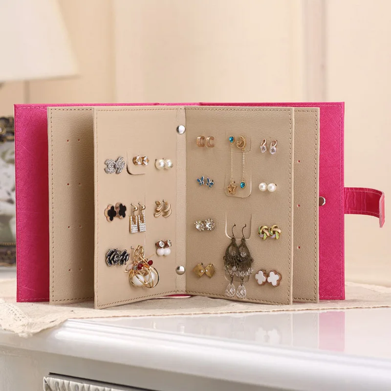 

Earring Holder Display Shelf PU Leather Jewelry Organizer Notebook Diary Design Ear Stud Jewelry Display Rack
