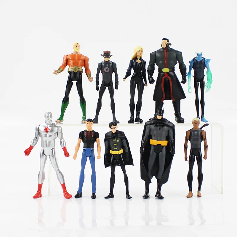 

10cm 10pcs/lot Justice League Batman Superman Wonder Woman The Flash Aquaman Victor Stone PVC Action Figure Model Toy for gift