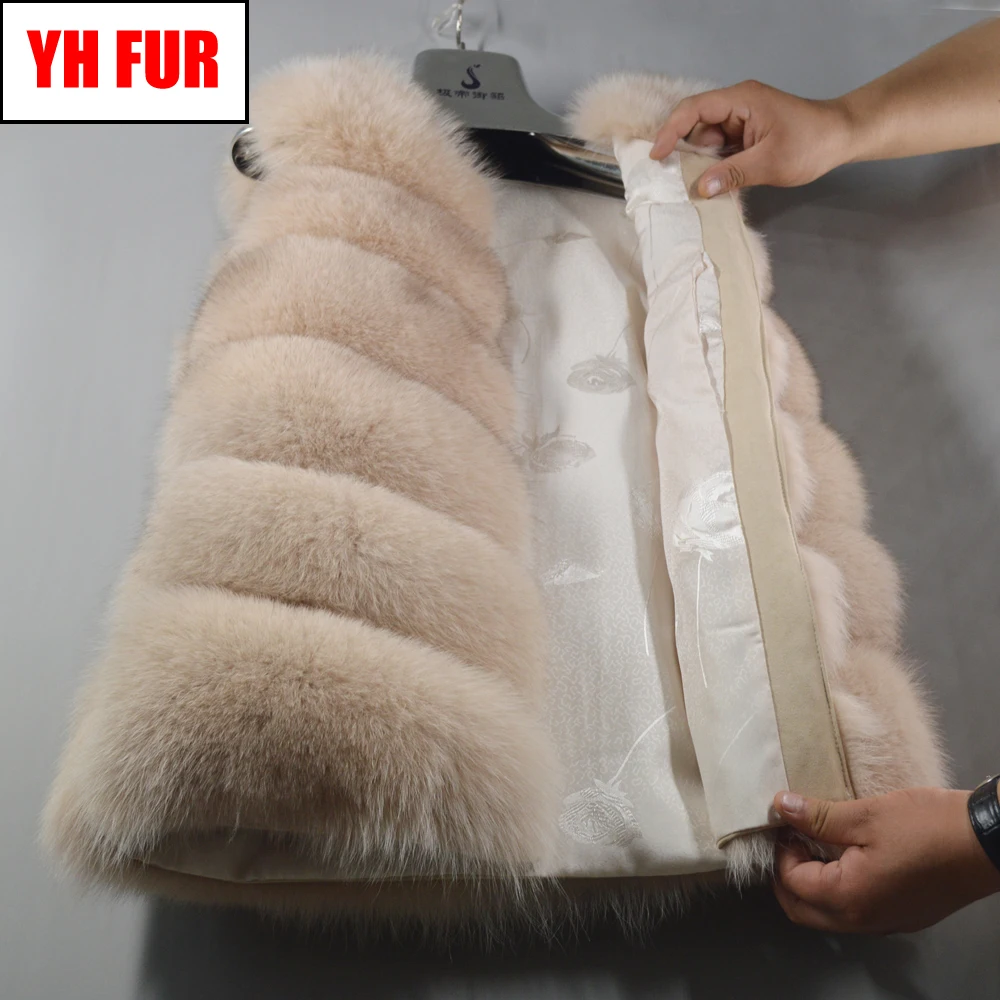 

2019 Natural Real Fox Fur Waistcoat Women Autumn Winter Quality Warm Real Fox Fur Vest Lady Party Luxury 100% Real Fox Fur Gilet