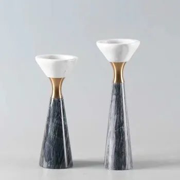 

Natural Marble Candlestick Decoration Restaurant Living Room Model Room Soft Decoration Crafts European Home Accessories