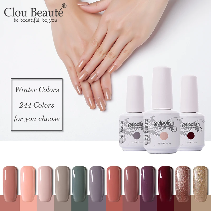 

Clou Beaute 15ml UV Gel Nail Polish 244 Colors Lacquer Glitter Base Top Coat Nail Art Varnish vernis semi permanant uv gelpolish