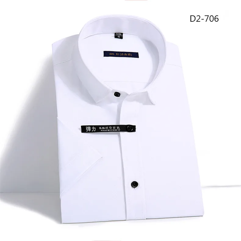 Дизайн, летняя мужская рубашка с коротким рукавом, эластичная мягкая хлопковая бамбуковая ткань, высокое качество, не железная однотонная мужская рубашка для работы