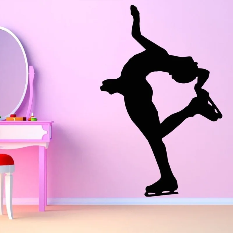 Ice Skating Girl Removable Wall Stickers for Nursery Kids Room Girls