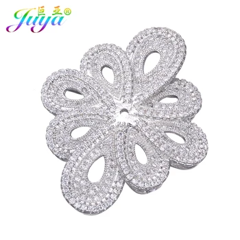 

Micro Pave Zircon Flower Connect Pendants Jewelry Accessories For Women Natural Stones Pearls Necklace Jewelry Making