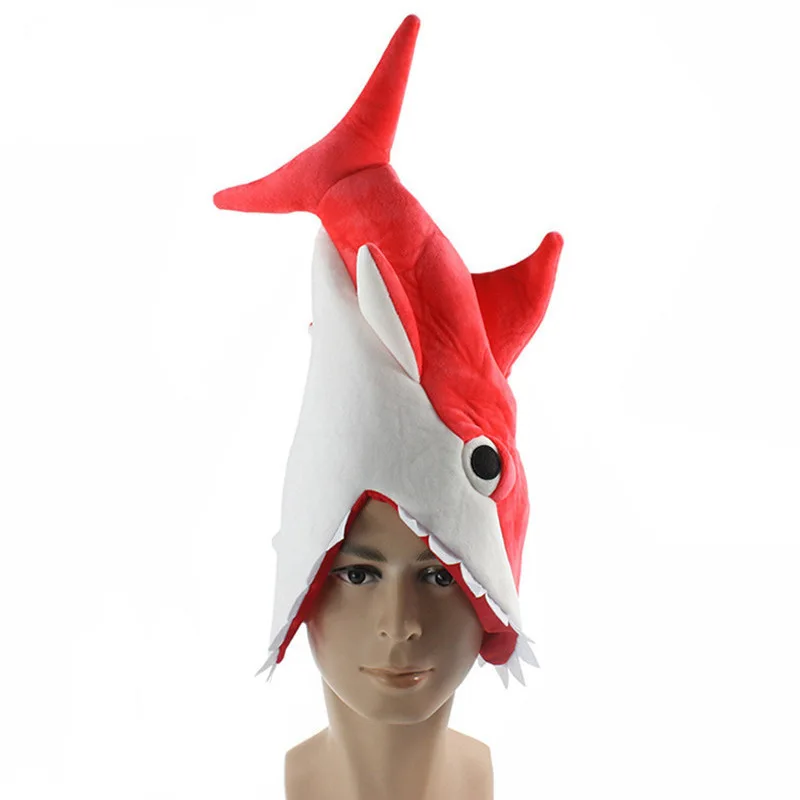 Хэллоуин костюм Акула шляпа плюшевые забавные шляпы вечерние Кепка аниме pello одна деталь плюшевая акула игрушка - Цвет: red