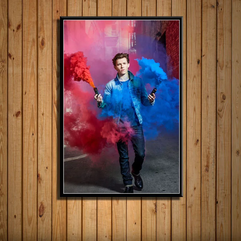 Печать плакатов том Холланд Marvel фильм звезда актер Человек-паук Искусство Холст Картина маслом настенные картины для гостиной домашний декор - Цвет: Светло-желтый
