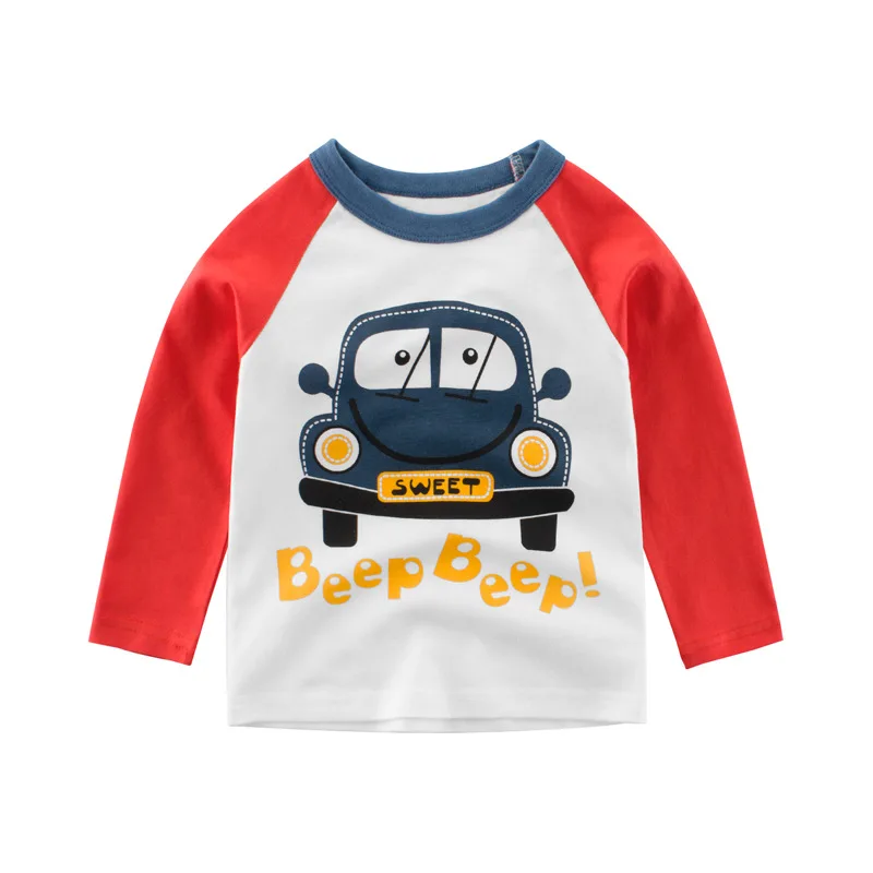 Kids Boys T Shirt Car And Dinosaur Print Long Sleeve Baby Girls T-Shirts Cotton Children's T-Shirt O-Neck Tee Tops Boy Clothes