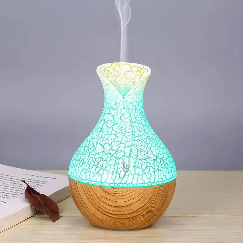 

130ml Vintage Vase Crack Wood with Led Ultrasonic Aroma Humidifier USB Air Diffuser Purifier Atomizer oil difusor mist maker
