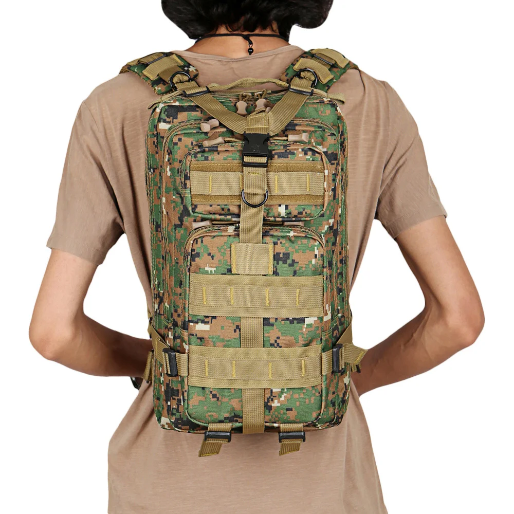 Men Military Tactical Backpack 25L 3 Day Assault Pack Army 600D Molle Bug Out Bag Trekking Camping Hiking Outdoor Small Rucksack