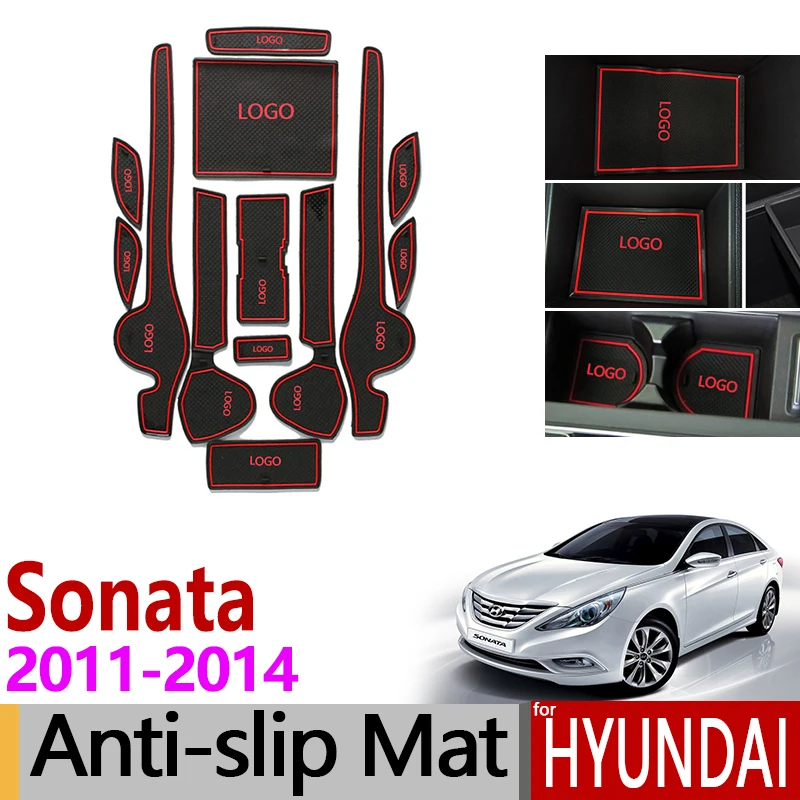 Противоскользящий коврик для ворот резиновая подставка для hyundai Sonata YF i45 2011 2012 2013 аксессуары Автомобильные наклейки 13 шт белый красный