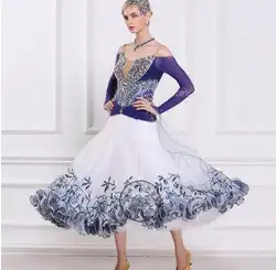 Высокое качество современное Танго Вальс платье для выступлений, танцевальный зал состязание танцевальные платья с бисером