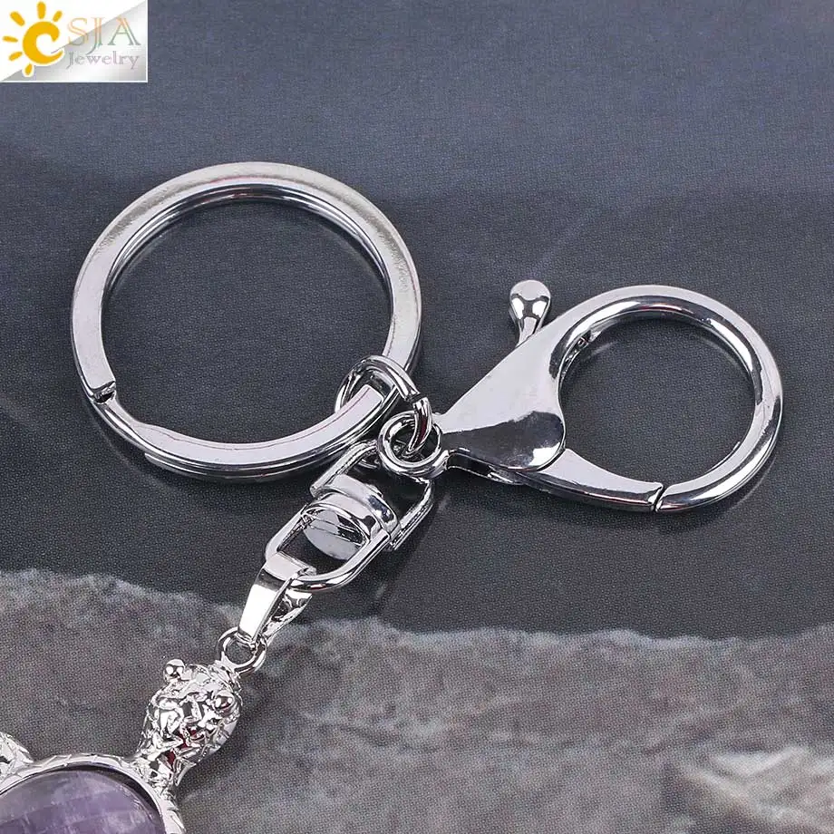 Брелки CSJA с подвеской в виде черепахи из натурального хрустального камня для