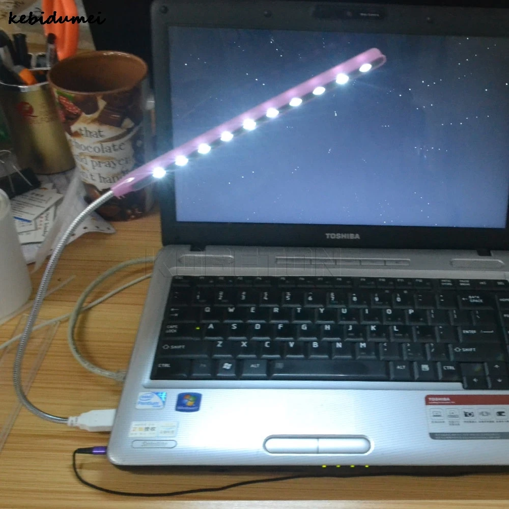 Портативный мини светильник Kebidumei с 10 светодиодами USB лампа для чтения ноутбука