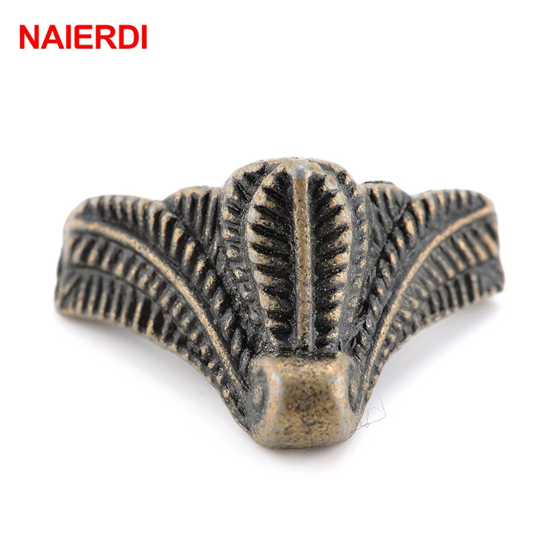 

4PCS NAIERDI Antique Corner Protector Bronze Jewelry Chest Box Wooden Case Decorative Feet Leg Metal Corner Bracket Hardware