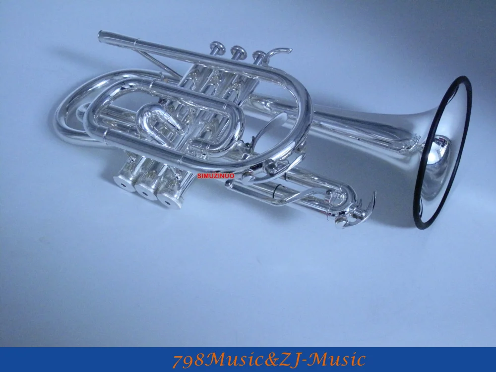 Профессиональный посеребренный Cornet horn B плоский двойной триггер труба с чехлом