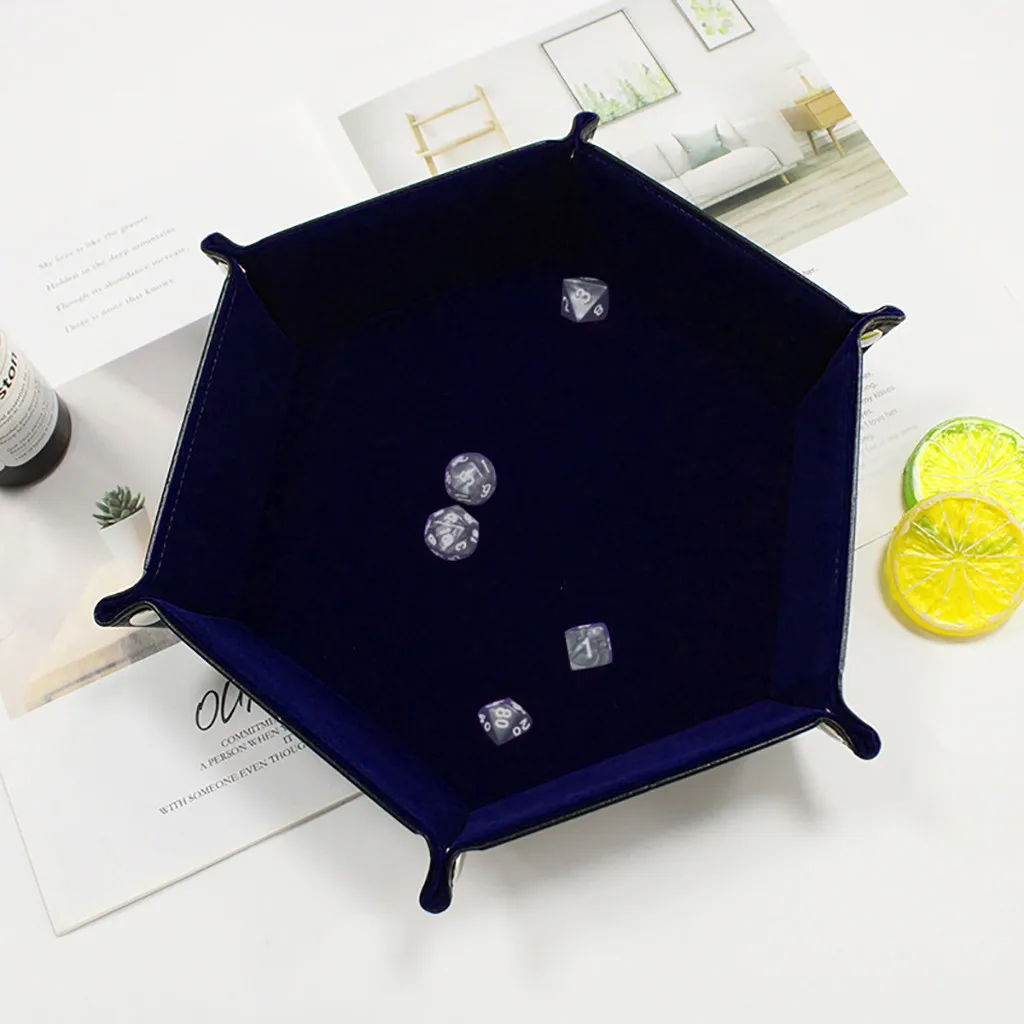 

Dice Holder PU Leather Folding Tray Dice Rolling Tray for Serving Collapsible Wallet Coin Key Trinket Tray Storage Box organizer