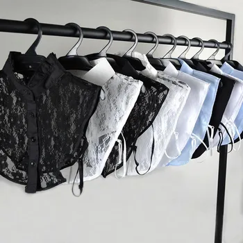 

Women Lady Detachable Lapel Shirt Tops Fake Collar Fashion Blue Black White Lace False Blouse Neckwear Clothing Accessories