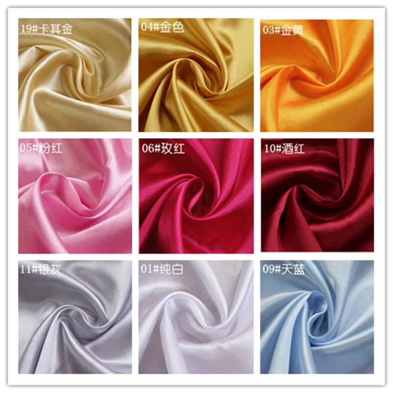 Image 1 Yard 150*97cm Create Design  Silk Satin Fabric Wedding Satin Fabric for Sewing and Party Decoration Light 18 Colors La6