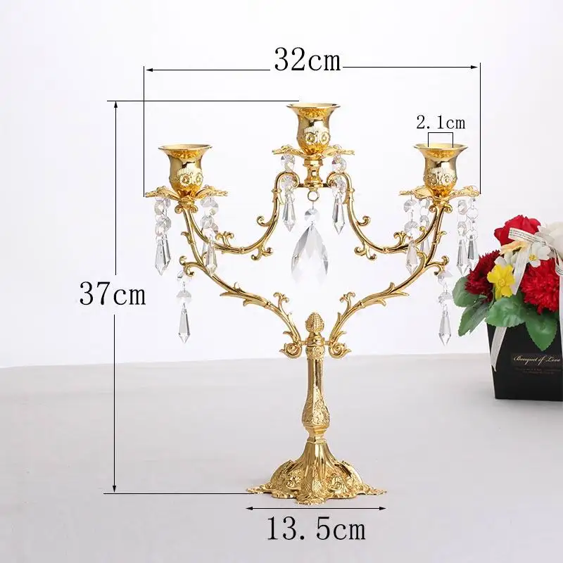PEANDIM 5&3 Lights Romantic Candle Holders European Candlelight Dinner Decoration Candlestick Wedding Candelabra