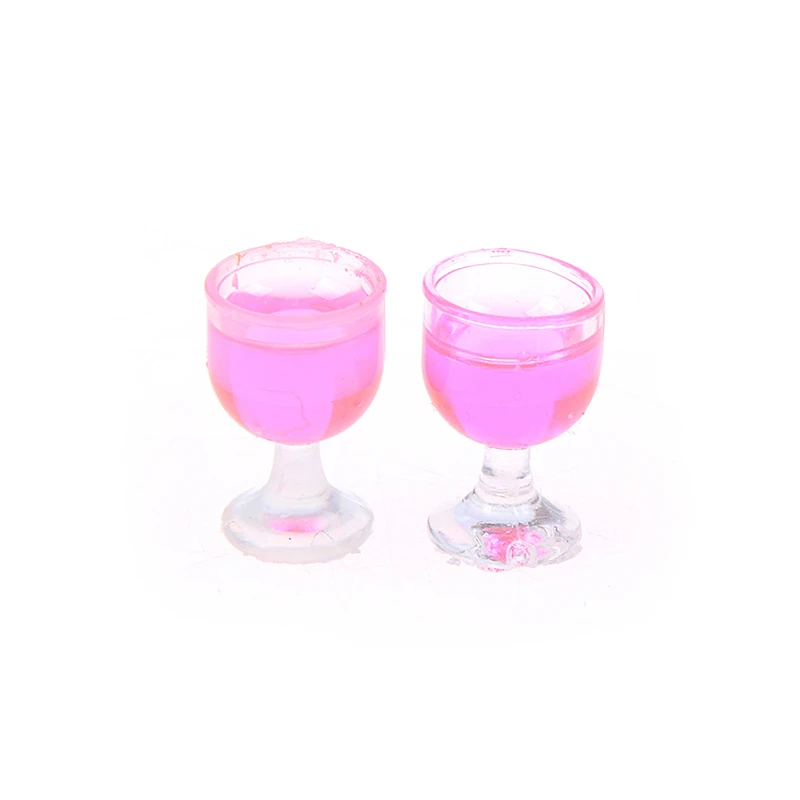 2 шт. 1/12 мини бокал для красного вина мебель для моделирования бокал для вина Кубок кукольный домик Миниатюрная игрушка аксессуары для украшение для кукольного домика - Цвет: pink