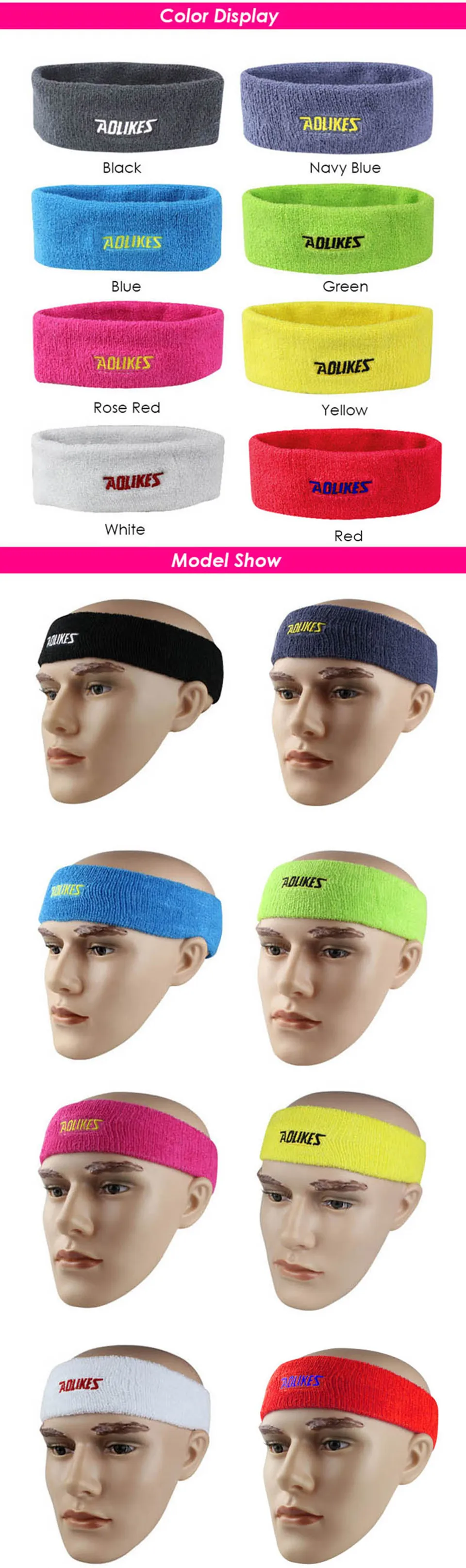 AOLIKES Высококачественная хлопковая повязка от пота для мужчин Sweatband wo мужские головные повязки для йоги Налобные повязки на голову спортивная безопасность