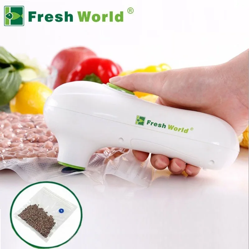 Vacuum Food Sealer Mini Portable Electric Hand Held Vaccum Pump 6v Machine With 5 Pcs Reusable