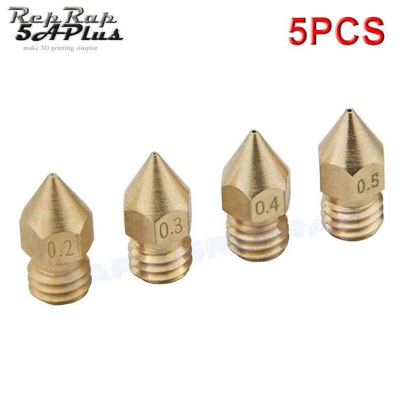 10pcs 0.4mm Mk8 Brass Nozzles Point Tip for 3D Printers