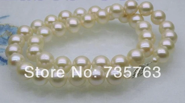 

HOT 001238 Genuine 8.5-9mm AAA+ round white akoya pearl necklace silver clasp