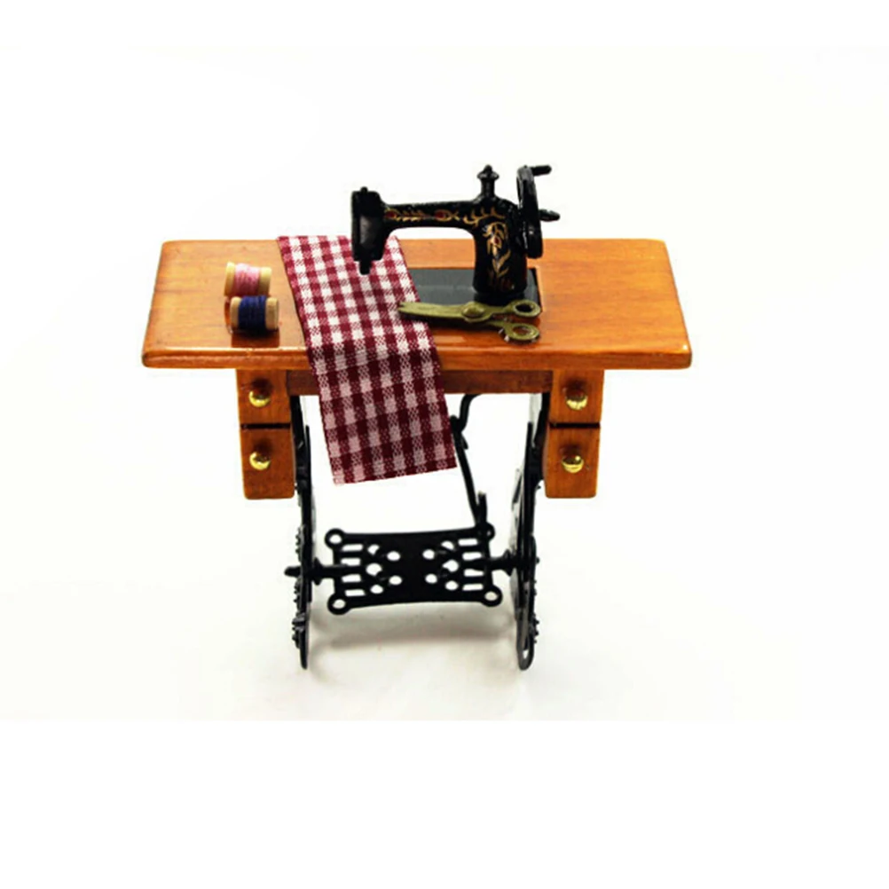 2017 new Vintage Miniature Sewing Machine Furniture font b Toys b font House for Barbie Doll