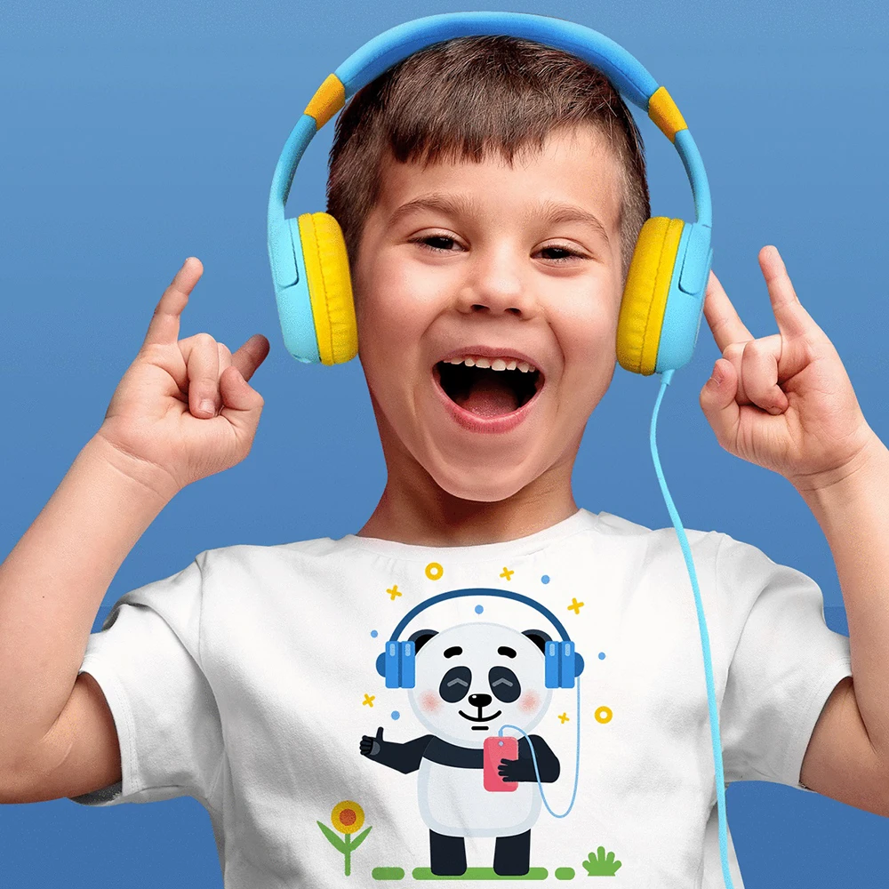 Mpow BH178 Kids Hearing Protection Headphones Wired Cute Panda Volume Limited Headset With Share Port Microphone For iPhone iPod