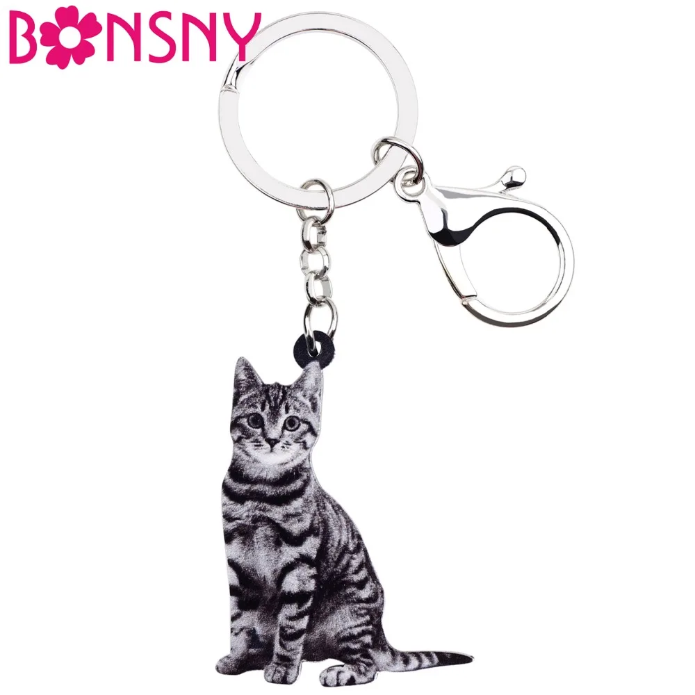 Bonsny Acrylic American Shorthair Kitten Cat Key Chains Keychain