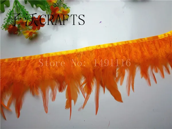 1 м петух перья ткань sideband, DIY Различные цвета Вышивание свадебное платье/художественная одежда - Цвет: orange