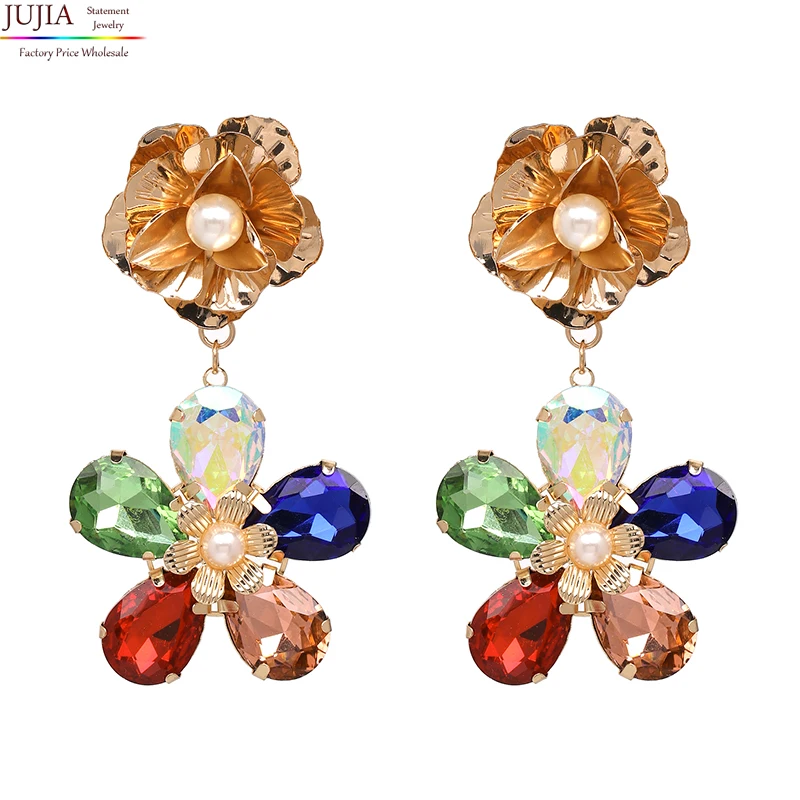 Модные хрустальные серьги с цветочком модные ювелирные украшения красочные Кристальные серьги для Для женщин