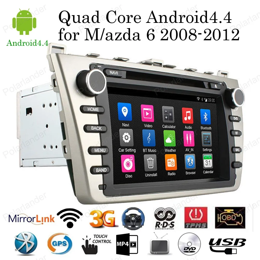 for Mazda 6 2008 2012 Android 4 4 8 Car DVD Player Quad Core Radio support