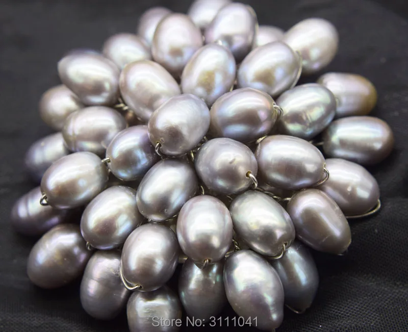 

freshwater pearl gray rice flower 60mm brooch FPPJ wholesale beads nature for xmas gift