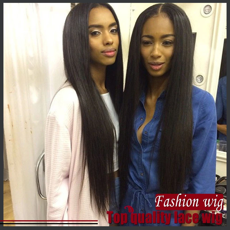 

2016 New!!! wigs #1B middle part Synthetic Glueless full Lace Front Wig Glueless straight Heat Resistant Half Hair Wigs