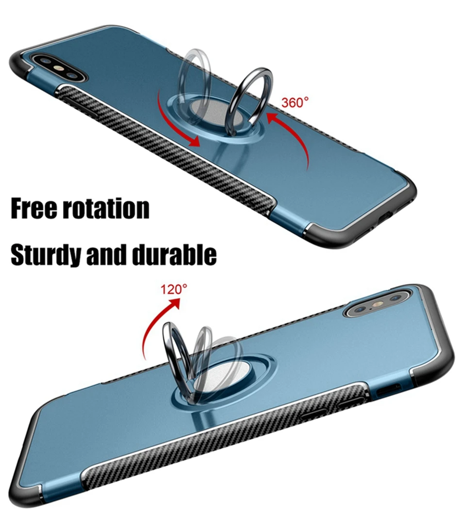 Magnetic Car Holder Phone Case for iPhone 8 plus Cover Finger Ring Stand Coque for iPhone XR XS Max X 6 7 plus Full Protect Case (3)