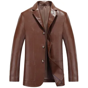 

Spring New Men's Genuine Leather Jacket Real Leather Sheepskin Men Jackets Fashion Lapel Black Slim Fit Style